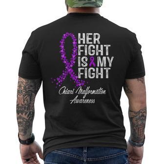 Chiari Malformation Awareness Her Fight Warrior Support Men's T-shirt Back Print - Thegiftio UK