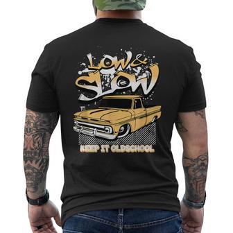 Chicano Oldies Low And Slow Low Rider Lowrider Truck Men's T-shirt Back Print - Thegiftio UK