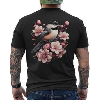 Chickadee Blossom Spring Birdwatching Bird Lover Cute Men's T-shirt Back Print - Thegiftio UK