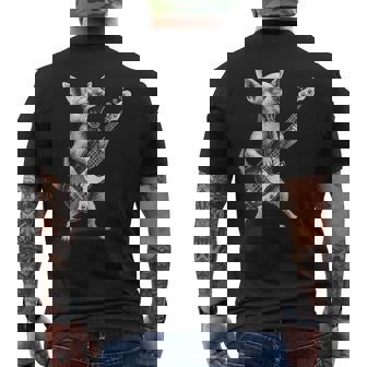 Chihuahua Playing Bass Guitar Rock Music Dog Lover Men's T-shirt Back Print - Monsterry