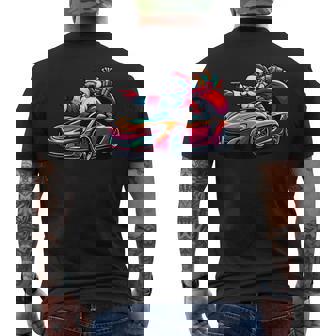 Christmas Santa Claus Driving Sport Car Xmas Pajama Men's Back Print T-Shirt | Mazezy