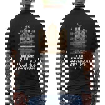 Church Organist Heavy Metal Christian God Jesus Pipe Organ Men's Back Print T-Shirt | Mazezy