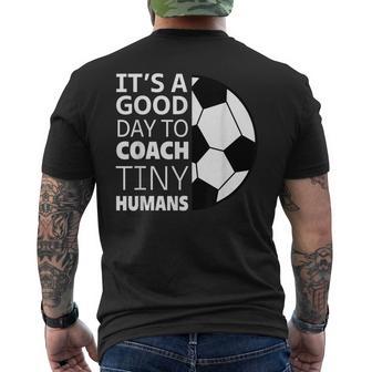 I Coach Tiny Humans Soccer Coach Trainer Outfit Gag Men's T-shirt Back Print | Mazezy