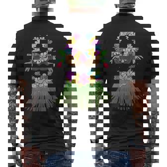 Coconut Bra Lei Flowers Grass Skirt Hula Party Halloween Men's T-shirt Back Print - Monsterry