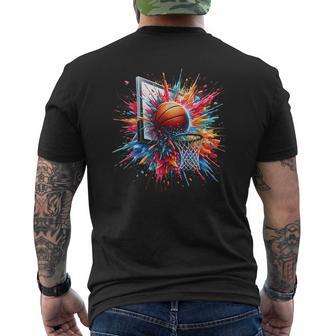 Colorful Basketball Tie Dye Color Splash Hoop Net Dunk Men's T-shirt Back Print - Thegiftio UK