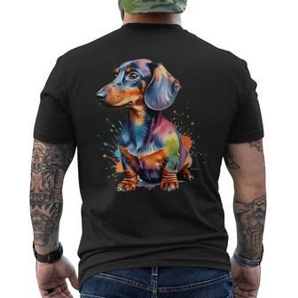 Colorful Wiener & Dachshund Men's T-shirt Back Print - Thegiftio UK