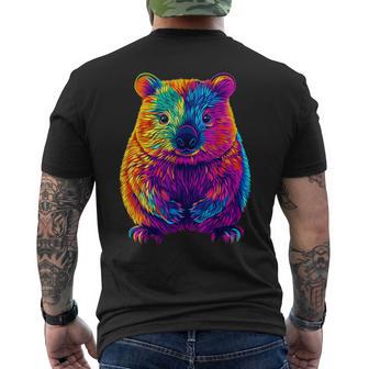 Colorful Wombat Lover Cute Australian Animals Black Men's T-shirt Back Print - Thegiftio UK