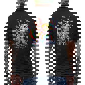 Colourful Watercolour Axolotl Men's T-shirt Back Print - Thegiftio