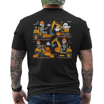 Construction Trucks Halloween Costume Spooky Excavator Ghost Men's T-shirt Back Print - Thegiftio UK