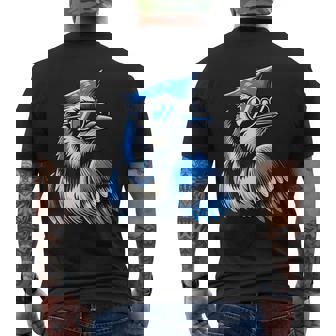 Cool Blue Jay Bird Wearing Sunglasses Animal Lover Men's T-shirt Back Print | Mazezy
