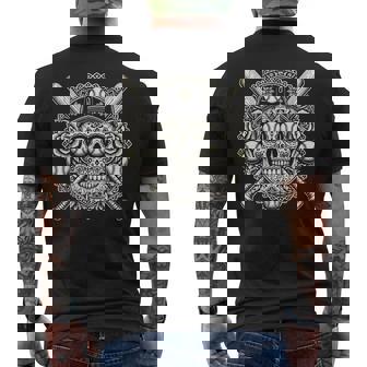 Cool Latino Mexican Sugar Skull Baseball Halloween Baseball Men's Back Print T-Shirt | Mazezy