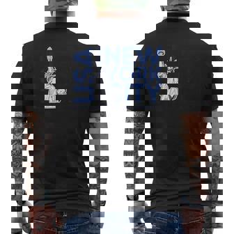 Cool Nyc New York Citytatue Of Liberty With Usa Flag メンズTシャツ バックプリント - Kawaiitshirt