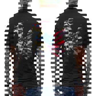 Cool Patriotic Goat In American Flag Cape With Sunglasses Men's T-shirt Back Print - Monsterry