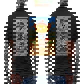 Cool Teddy Bear Baseball Player Illustration Graphic s メンズTシャツ バックプリント - Kawaiitshirt