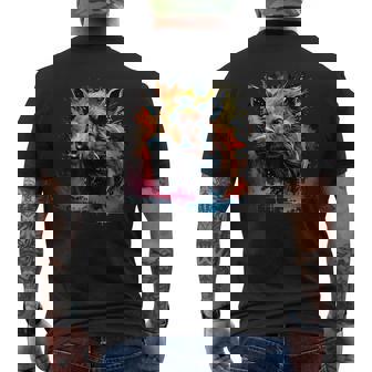 Cool Wild Boar On Colorful Painted Wild Boar Feral Hog Men's T-shirt Back Print | Mazezy