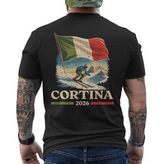 Cortina Vintage Ski Italy Alps Winter Sports Men's T-shirt Back Print - Seseable