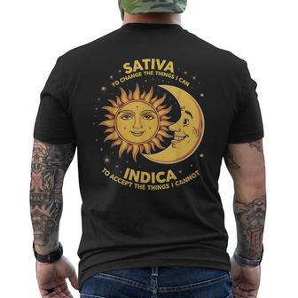 Cosmic Harmony Botanical Balance Mindset Sativa To Change Things Indica To Accept Things Small Black Men's T-shirt Back Print - Thegiftio UK