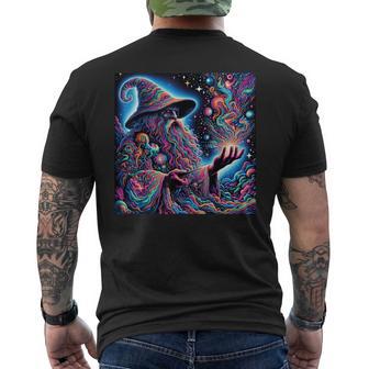Cosmic Wizard Plur Rave Outfit Festival Essential Graphic Men's T-shirt Back Print - Thegiftio UK