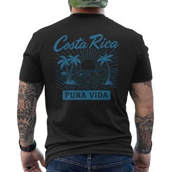 Costa Rica Pura Vida Beach Waves Sunset Palm Vibes Men's T-shirt Back Print - Thegiftio UK