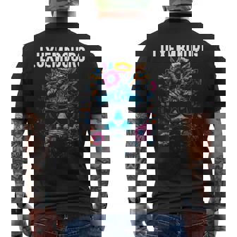 Country Of Luxembourg Cat Wearing Sunglasses Flowers Tank Top Men's Back Print T-Shirt | Mazezy