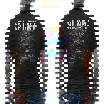 Country Of Sri Lanka Cat Wearing Sunglasses Flowers Tank Top Men's Back Print T-Shirt | Mazezy