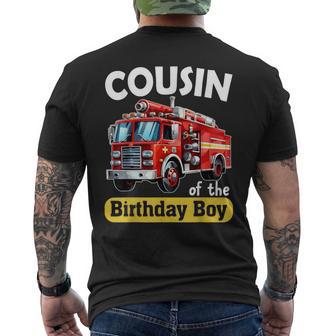 Cousin Of The Birthday Boy Fire Truck Firefighter Bday Party Men's T-shirt Back Print | Mazezy