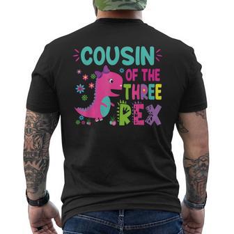 Cousin Of The Three Rex Birthday Dinosaur Family Matching Men's T-shirt Back Print - Thegiftio UK