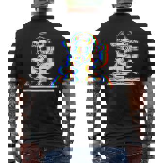 Cow DJ Glitch Rave EDM Music Party Tank Top Men's Back Print T-Shirt | Mazezy