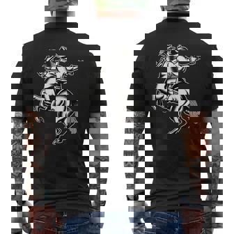 Cowboy On Horseback In Shootout Traditional Work Tank Top Men's Back Print T-Shirt | Mazezy