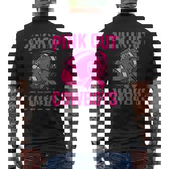 Cowboys Pink Out Football Tackle Breast Cancer Men's T-shirt Back Print - Monsterry