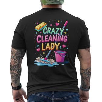 Crazy Cleaning Lady Cleaner Housekeeper Cleaning Lovers Men's T-shirt Back Print - Thegiftio UK