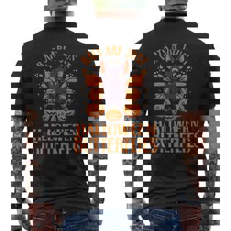 Creepy Cute Bat Halloween Butterfly With Pumpkins Fall Men's T-shirt Back Print - Thegiftio