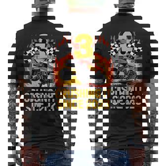 Crushing It Since 2023 Monster Truck 3 Year Old Birthday Boy Men's T-shirt Back Print | Mazezy