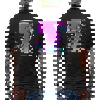 Cumpleaños Niña 7 Años Mariposas Y Número 7 Camiseta Hombre Estampado Espalda - Regaloses