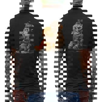 Cute Baby Monkey Punch Meme Men's T-shirt Back Print | Mazezy