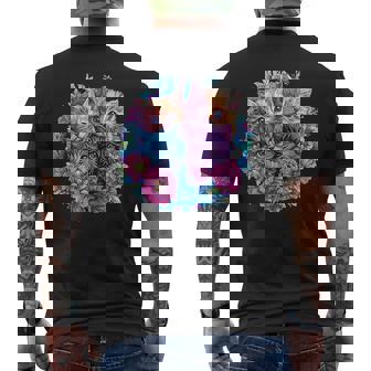 Cute Cats Surrounded By Vibrant Flowers Men's T-shirt Back Print | Seseable FR