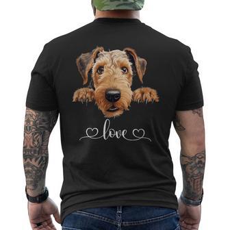 Cute Dog Graphic Love Puppy Airedale Terrier Dog Men's T-shirt Back Print - Thegiftio UK