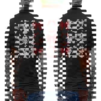 Cute Ghost Florals Pink Coquette Bows Pumpkins Halloween Men's T-shirt Back Print - Monsterry