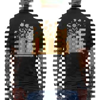 Cute Kawaii Cat Books Flowers Men's T-shirt Back Print | Seseable CA