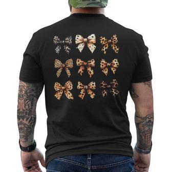 Cute Leopard Cheetah Print Coquette Bows Girly Ribbon Bow Men's T-shirt Back Print - Thegiftio UK
