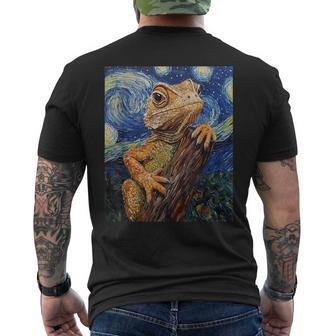 Cute Lizard Reptile Van Gogh Style Starry Night Graphic Men's T-shirt Back Print - Thegiftio UK