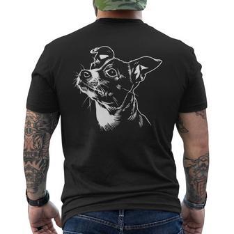 Cute Rat Terrier Face Dog Graphic Men's T-shirt Back Print - Thegiftio UK