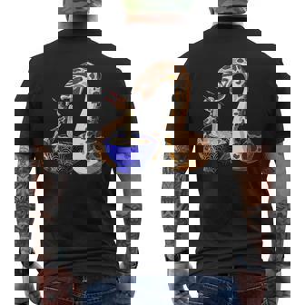 Cute Snake Eating Ramen Anime Style Hognose Snake Men's T-shirt Back Print - Monsterry