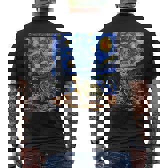 Cute Tortoise Turtle Van Gogh Style Starry Night Men's T-shirt Back Print | Mazezy