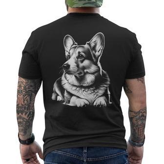Cute Welsh Corgi Drawing Style In Lying Pose Men's T-shirt Back Print - Thegiftio UK