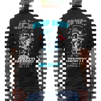 Dabbing Robot Kindergarten Graduation Cap Diploma Boys Kids Men's Back Print T-Shirt | Mazezy