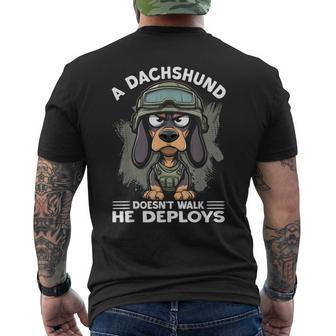 A Dachshund Doesn’T Walk He Deploys Wiener Dog Men's T-shirt Back Print - Thegiftio UK