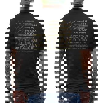 Dad Grandpa Veteran Great Grandpa Father's Day Usa Flag Men's T-shirt Back Print - Monsterry