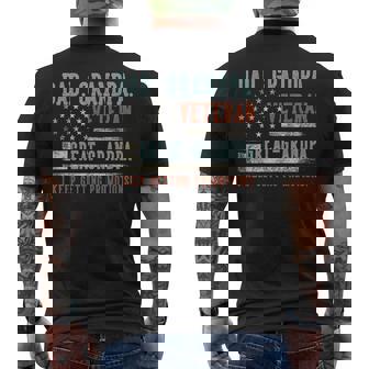 Dad Grandpa Veteran Great Grandpa Usa Flag Papa Father's Day Men's T-shirt Back Print | Seseable CA