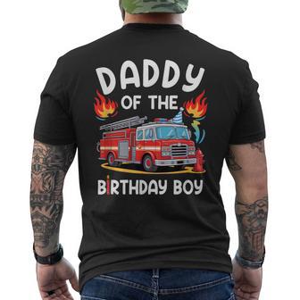 Daddy Of The Birthday Boy Fire Truck Firefighter 1St Party Men's T-shirt Back Print | Mazezy